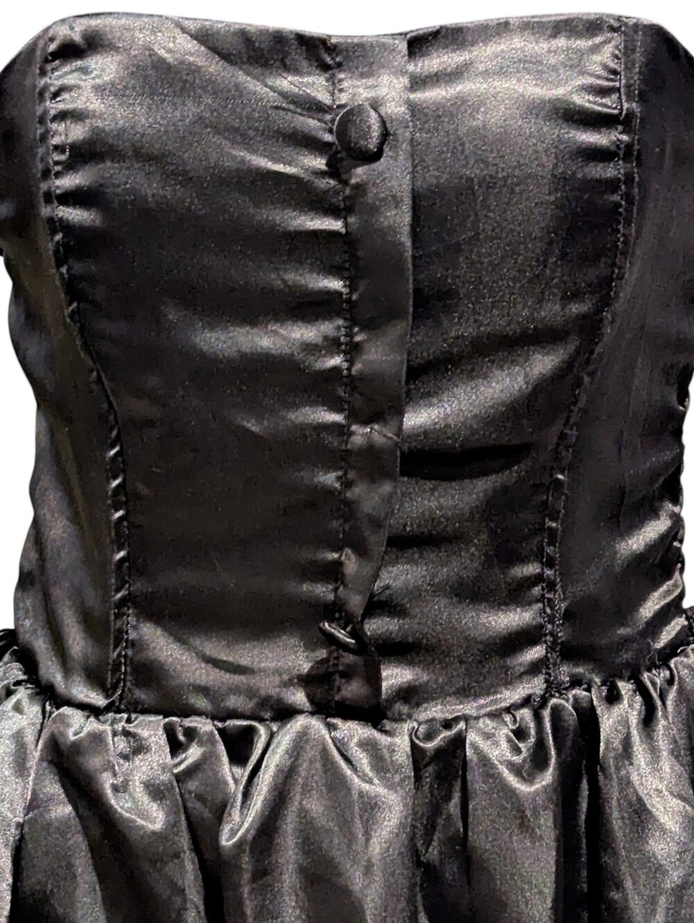 Black Satin Strapless Mini Dress - Picture 3 of 6